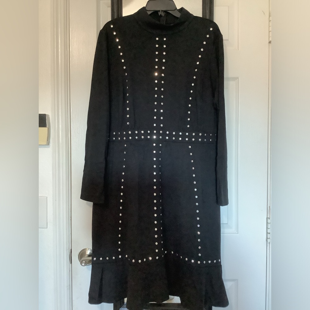 NWT Lane Bryant Studded Fit & Flare Dress size 18 Black